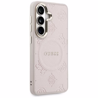Guess dėklas Saffiano Peony Embossed Ring MagSafe skirtas Samsung Galaxy S26 Plus rožinis