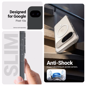 Crong Hybrid Clear Magnetic MagSafe dėklas, skirtas Google Pixel 10a, skaidrus