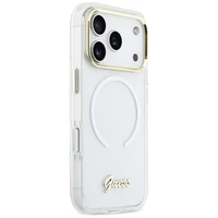 Guess IML Gradient Script Metal MagSafe Case for iPhone 17 Pro Max - White