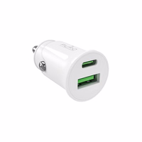 Puro Pro Lite automobilinis įkroviklis 1x USB-A + 1x USB-C Power Delivery 20W - baltas