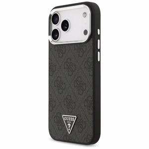 Guess 4G Triangle Logo MagSafe dėklas, skirtas iPhone 17 Pro Max / 18 Pro Max – juodas ir sidabro spalvos