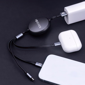 "Forever 3in1" kabelis USB - "Lightning" + 2x USB-C 1,2 m 100 W juodas