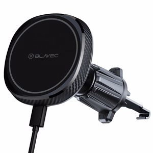 Blavec automobilinis laikiklis BHC-06B 15W magnetinis su indukciniu įkrovimu ir aktyviu aušinimu į ventiliacijos groteles (BHC06B-MAVIB) juodas