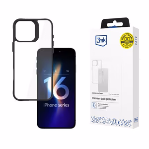 Чехол 3mk Satin Armor Case+ для iPhone 16 Pro Max - прозрачный с чёрной рамкой