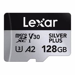 „Lexar High-Performance Silver Plus“ microSDXC atminties kortelė, 128 GB + adapteris