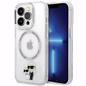 Karl Lagerfeld dėklas iPhone 13 Pro 6,1" KLHMP13LHNKCIT skaidrus kietas dėklas Magsafe IML NFT Karl & Choupette