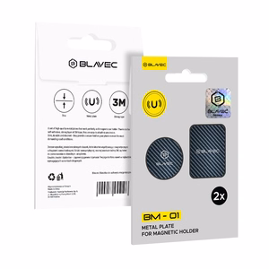 Blavec Metalo plokštelė magnetiniam laikikliui BM-01 komplektas iš 2 vnt. apvalios (40 mm) ir stačiakampės (40x58 mm) karboninė