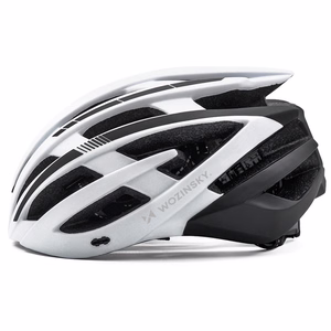 Wozinsky MTB велосипедный шлем со съемным козырьком и задним USB-фонарем M - черный и белый