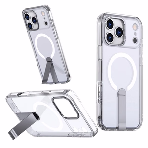Hybrid Armor X dėklas Samsung Galaxy S25 FE su stovu, suderinamas su MagSafe, skaidrus