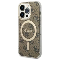Guess IML 4G magnetinis dėklas telefonui iPhone 15 Pro - rudas