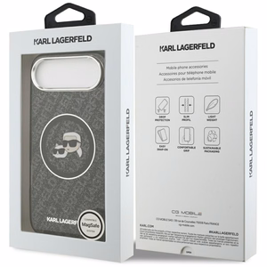 Karl Lagerfeld IML Blizgučiai Karl & Choupette Heads Logo Magnetinis iPhone Air dėklas - juodas