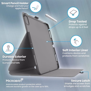 Speck Balance Folio atverčiamas dėklas, skirtas iPad Pro 11" M5 (2025) / M4 (2024), juodas