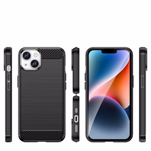 Carbon dėklas iPhone 14 Plus lankstus gelinis galinis dangtelis juodas