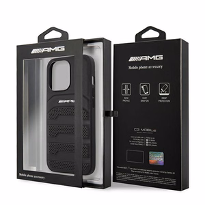 AMG AMHCP14XGSEBK iPhone 14 Pro Max 6.7 - juodas odinis dėklas su įspaudų linijomis