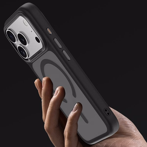 Benks Magnetic Mist dėklas metaliniu rėmeliu (K069) iPhone 17 Pro juodas (Camera Control mygtukas)