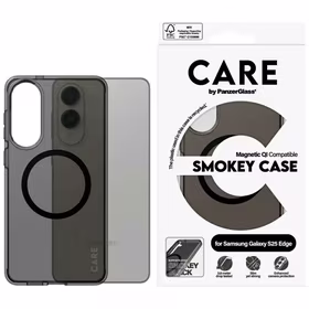 CARE by PanzerGlass Flagmanas Urban Combat juodas dėklas su QI Samsung Galaxy S25 Edge - pusiau skaidrus