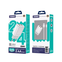 JELLICO tinklinis įkroviklis EU02 2.4A 12W 2xUSB + laidas Micro Baltas
