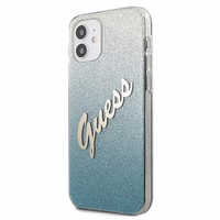 Guess GUHCP12SPCUGLSBL iPhone 12 mini 5.4" mėlynas/mėlynas kietas dėklas Glitter Gradient Script