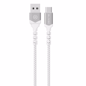 Blavec kabelis Raptor pintas - USB į Type C - 3A 1 metras Apple CarPlay/Android Auto (CRA-UC3WS10) baltas-sidabrinis