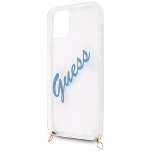 Guess GUHCP12MCRTVSBL iPhone 12/12 Pro 6.1" mėlynas kietasis dėklas Script Vintage