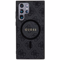 Guess 4G Collection Odinis Metalinis Logotipas Magnetinis dėklas telefonui Samsung Galaxy S24 Ultra - juoda