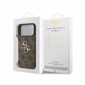 Dėklas Guess PU 4G Metal Logo Apple iPhone 18 Pro rudas