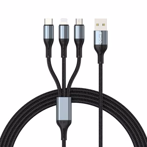 BWOO 3-в-1 кабель USB - USB-C, Lightning, Micro USB 1м 3A X274 черный