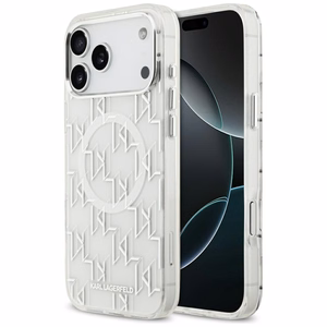 Karl Lagerfeld IML KL Monograma Magnetinis dėklas telefonui iPhone 17 Pro Max - baltas