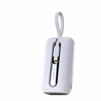 Joyroom mini išorinė baterija 10000mAh Colorful Series 22.5W su 2 įmontuotais USB C ir Lightning kabeliais rožinė (JR-L012)