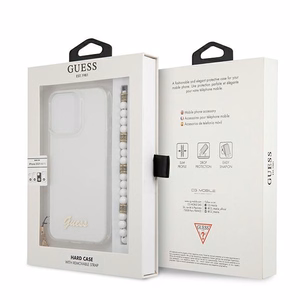 Guess GUHCP13LKPSWH iPhone 13 Pro / 13 6.1" skaidrus kietas dėklas White Pearl