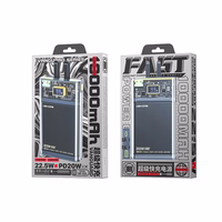 WEKOME WP-323 Vanguard Series - Power bank 10000 mAh Super Charging with integrated USB-C & Lightning laidas PD 20W + QC 22.5W (juodas / skaidrus)