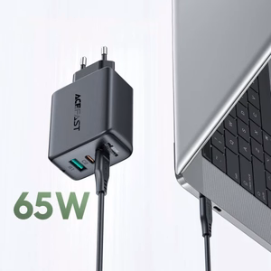 Įkroviklis Acefast A13 juodas 65W (2xPD / 1xQC3.0) + Type-C / Type-C 120cm laidas
