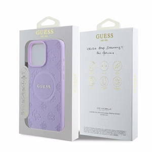 Guess Saffiano Bijūnas Klasikinis Logotipas Magnetinis dėklas telefonui iPhone 16 Pro Max - violetinis
