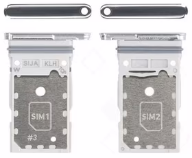 SIM kortelės laikiklis Samsung S901/S906 S22/S22 Plus Dual White originalus (service pack)