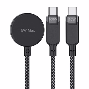 "Acefast C6-11" USB-C 3in1 kabelis - 2x USB-C / Qi 480Mb/s 100W 1,2 m - juodas