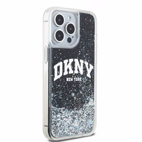 DKNY skystojo blizgučio didelio logotipo dėklas telefonui iPhone 14 Pro Max - juodas