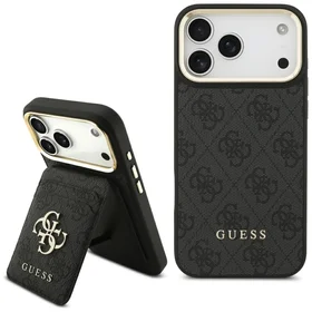 Guess 4G dėklas su magnetine pinigine, skirtas iPhone 17 Pro Max – juodas