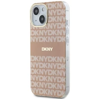 DKNY IML Mono ir juostelės Magnetinis dėklas iPhone 15 Plus / 14 Plus - rožinė