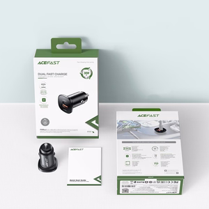 Automobilinis įkroviklis Acefast B1 Mini 38W USB-C+USB-A juodas