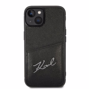 Karl Lagerfeld Signature Logo kortelių dėklas telefonui iPhone 14 Plus - juodas