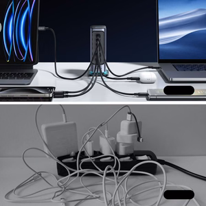 "Joyroom" JR-TCM02 GaN 65W įkroviklis įkrovimo stotelė 4xUSB-C 2xUSB-A JK kištukas - pilka