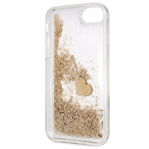 Guess GUOHCI8GLHFLGO iPhone 7/8/SE 2020/SE 2022 auksinis/auksinis kietas dėklas su blizgučiais ir pakabukais