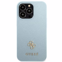Guess Saffiano 4G Small Metal Logo dėklas telefonui iPhone 13 Pro Max - mėlyna