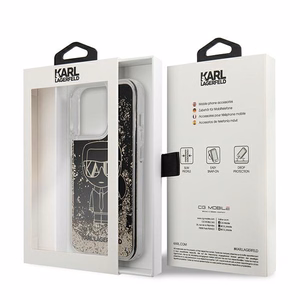 Karl Lagerfeld Liquid Glitter Gatsby dėklas telefonui iPhone 13 Pro / iPhone 13 - juodas