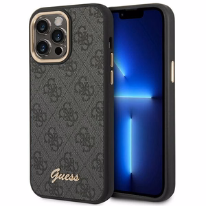 Guess 4G Vintage Gold Logo dėklas iPhone 14 Pro juodas