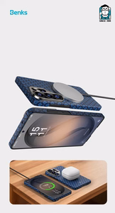 Benks Magnetic Armor Air Armor Grid Kevlar Dėklas Metal Frame 600D (A049) for Samsung Galaxy S26 Plus mėlynas