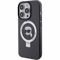Karl Lagerfeld KLHMP15XHMRSKHK iPhone 15 Pro Max 6.7" juodas kietas dėklas su stovu Karl Head MagSafe