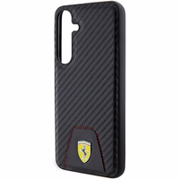 Ferrari Carbon Stitched Bottom dėklas telefonui Samsung Galaxy S24+ - juodas