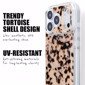 Crong Deluxe MAG Cover MagSafe dėklas, skirtas iPhone 17 Pro Max, šviesaus vėžlio kiauto rašto