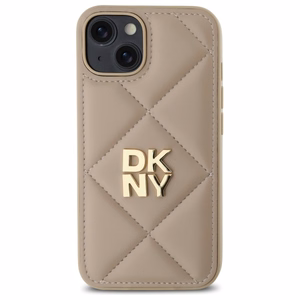 DKNY Quilted Stack Logo dėklas telefonui iPhone 14 - smėlio spalvos